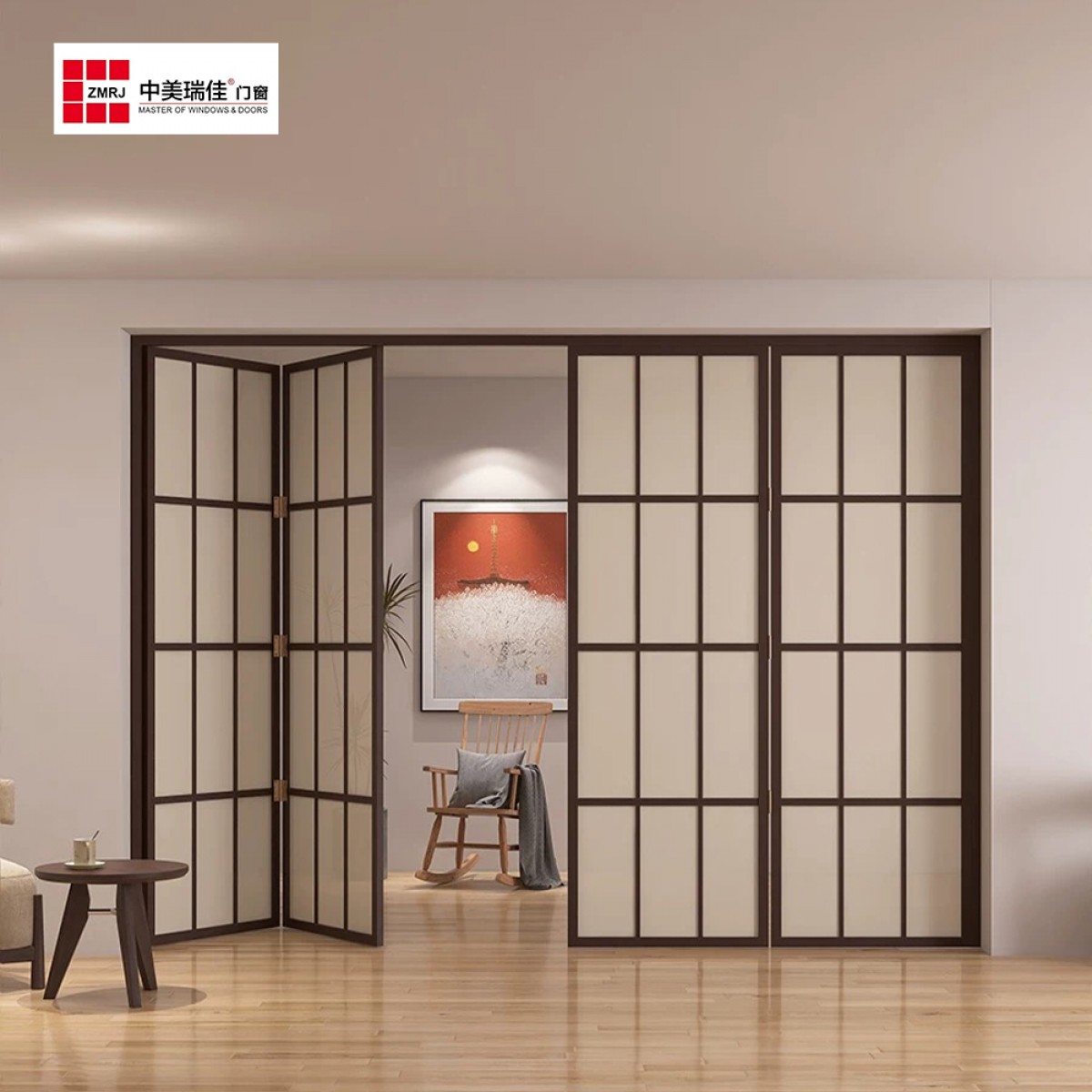 中美瑞佳门窗提升推拉门折叠门68实木ZMRJ-620
